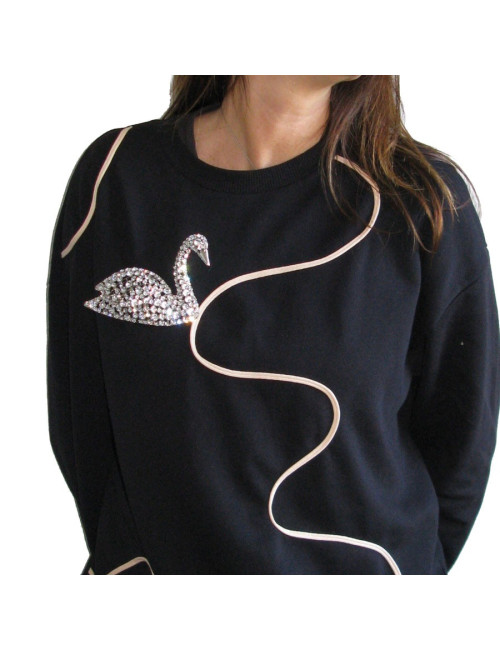 SONIA RYKIEL swan brooch in silver metal set with brilliants