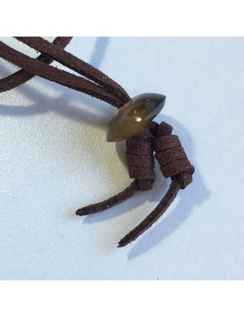 Pendentif HERMES Kuartz' 'en bois laqué rouge et corne de buffle