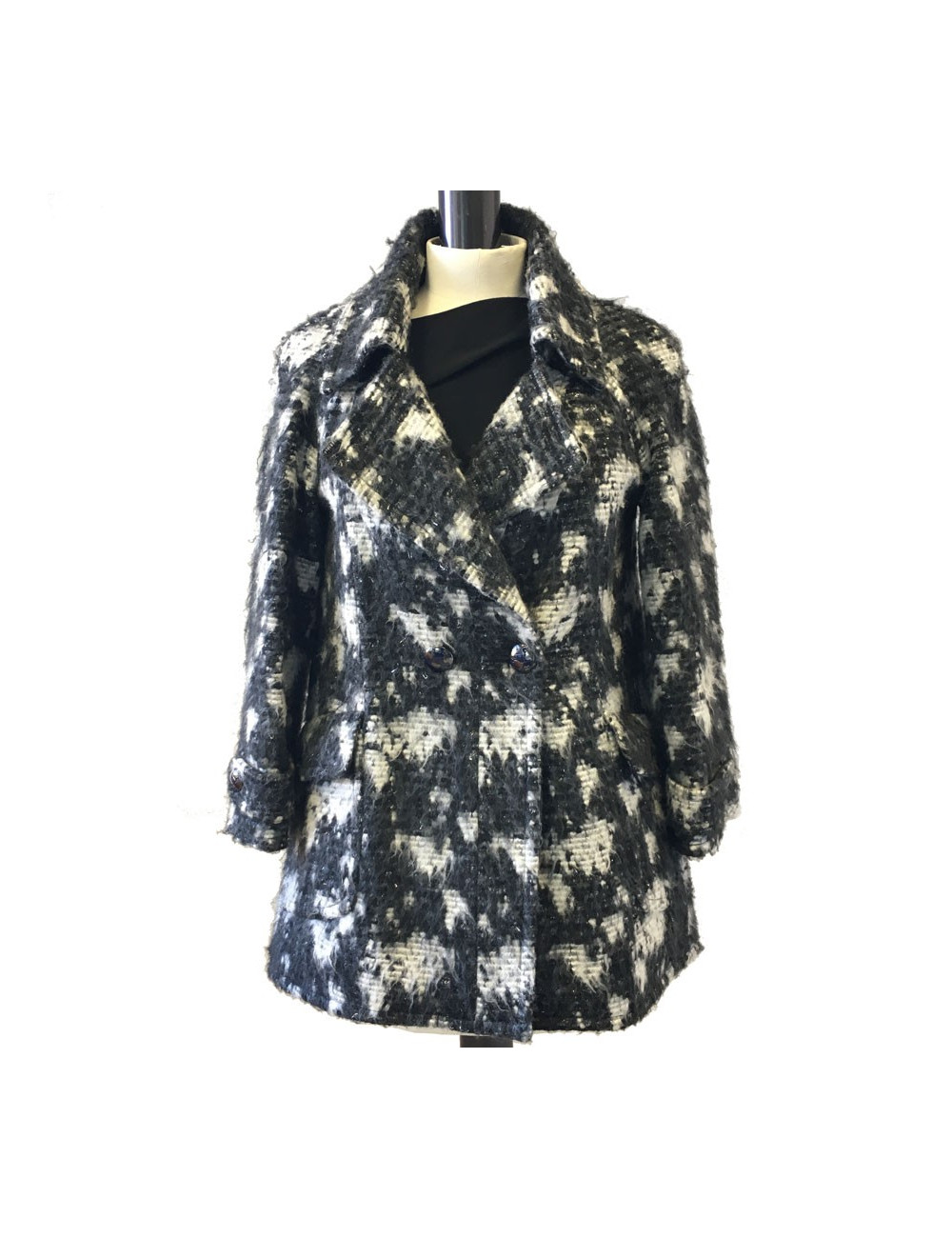 Veste CHANEL T 40 en tweed gris foncé et gris clair 