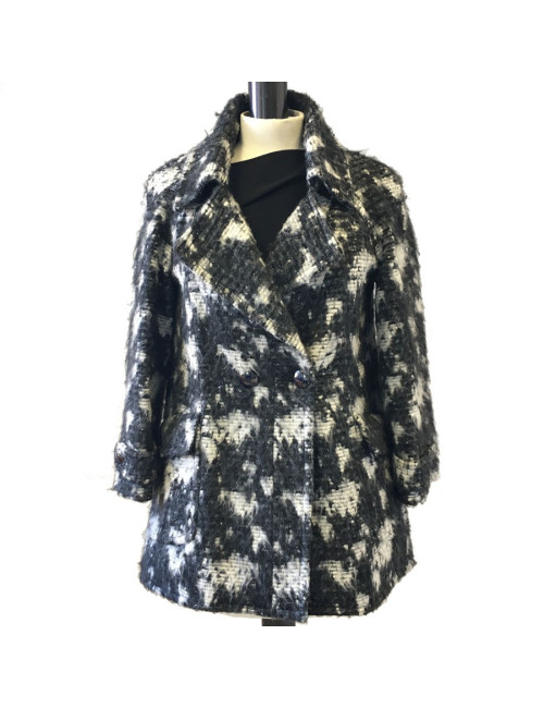 Veste CHANEL T 40 en tweed gris foncé et gris clair 