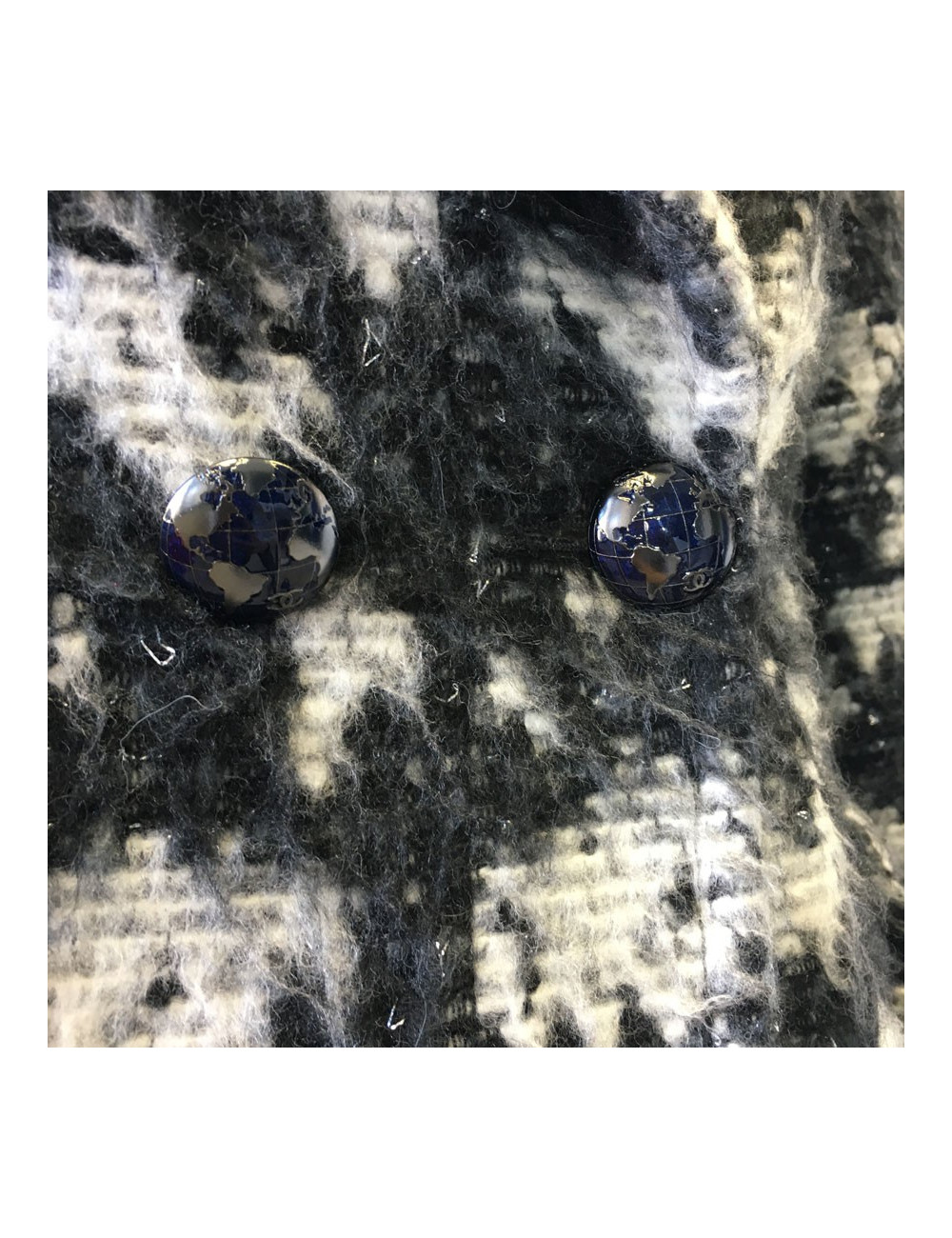 Veste CHANEL T 40 en tweed gris foncé et gris clair 