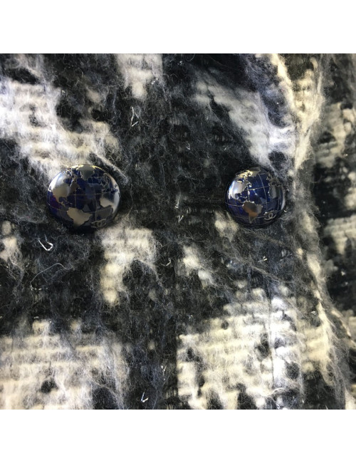 Veste CHANEL T 40 en tweed gris foncé et gris clair 