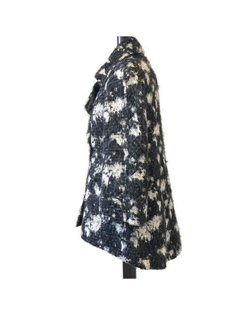 Veste CHANEL T 40 en tweed gris foncé et gris clair 