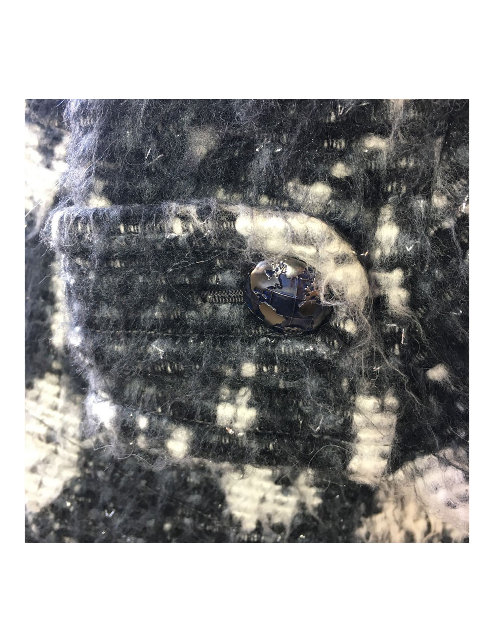 Veste CHANEL T 40 en tweed gris foncé et gris clair 