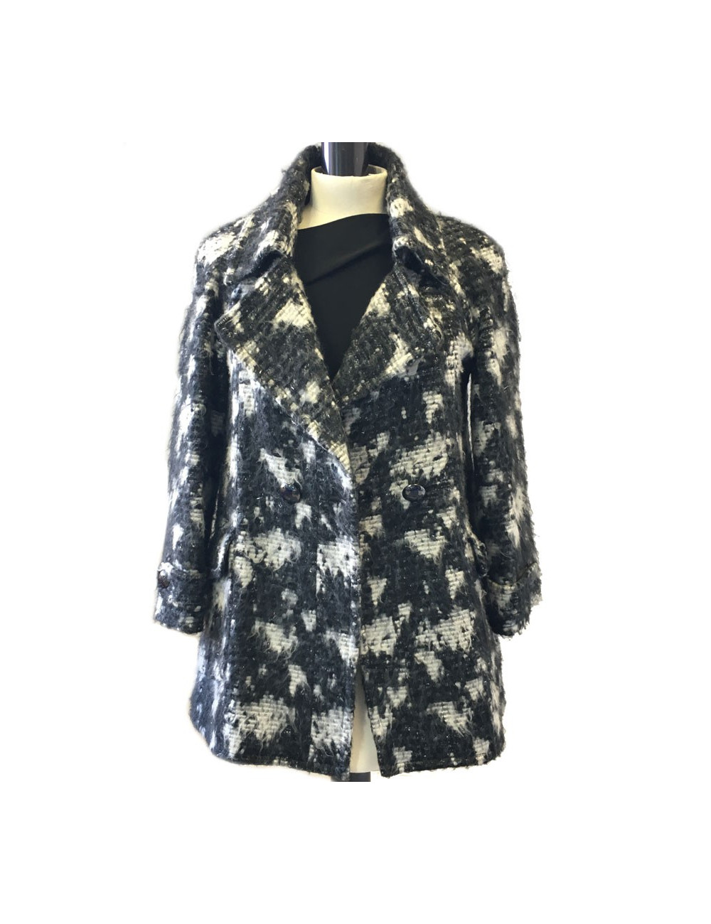 Veste CHANEL T 40 en tweed gris foncé et gris clair 