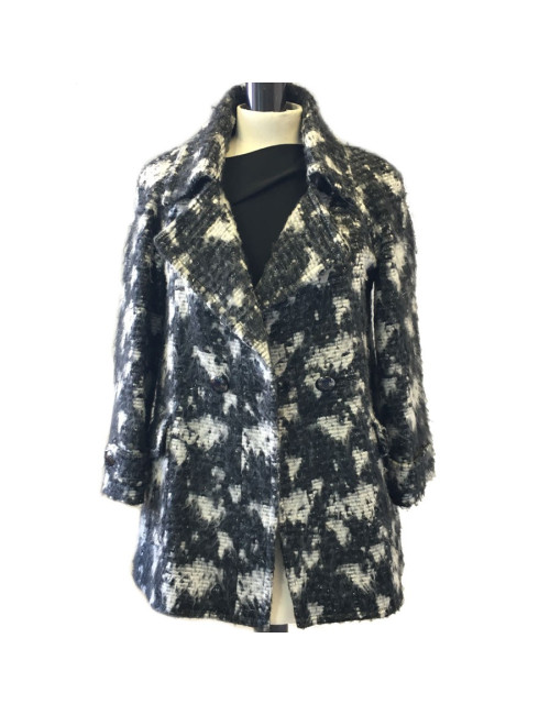 Veste CHANEL T 40 en tweed gris foncé et gris clair 