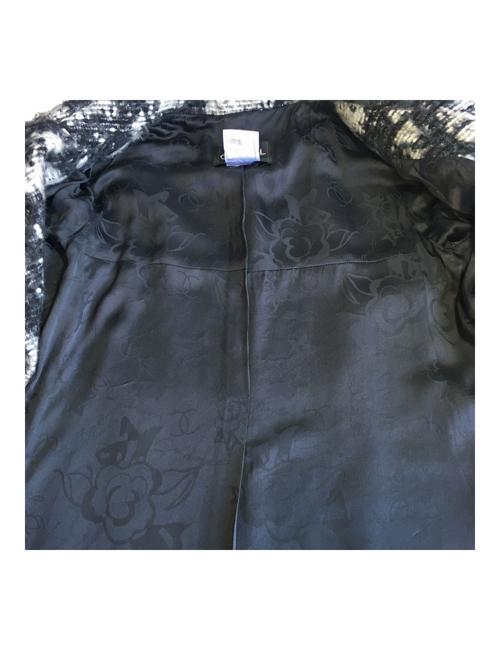 Veste CHANEL T 40 en tweed gris foncé et gris clair 