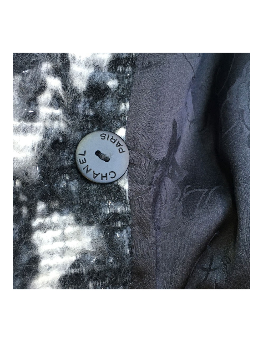 Veste CHANEL T 40 en tweed gris foncé et gris clair 