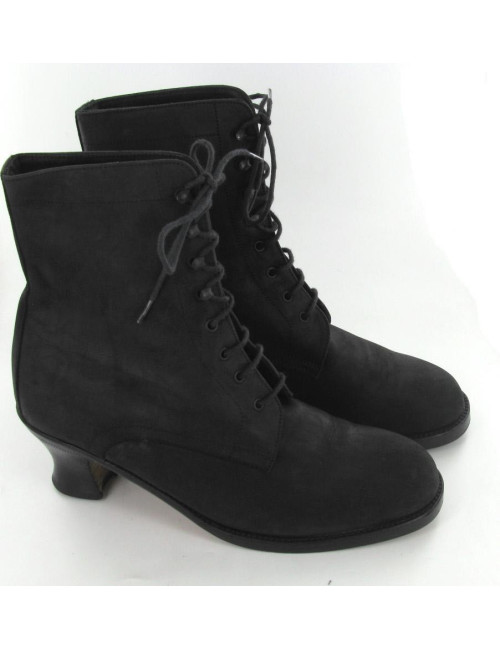 Boots HERMES T38.5 en cuir mat noir
