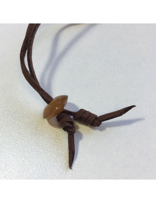 Pendentif H HERMÈS en bois laqué orange et corne de buffle