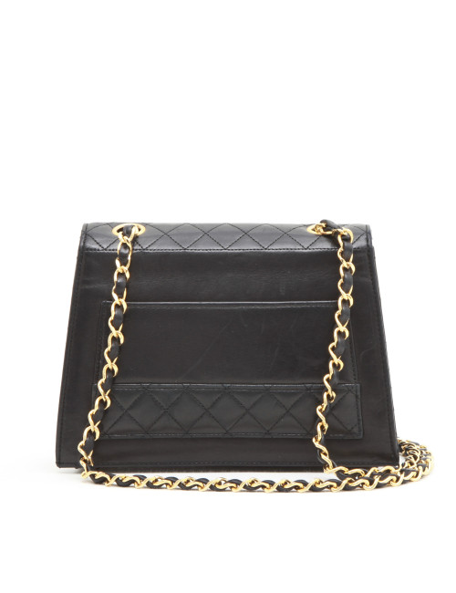 Sac CHANEL avec son porte monnaie matelassé en cuir lisse bleu nuit