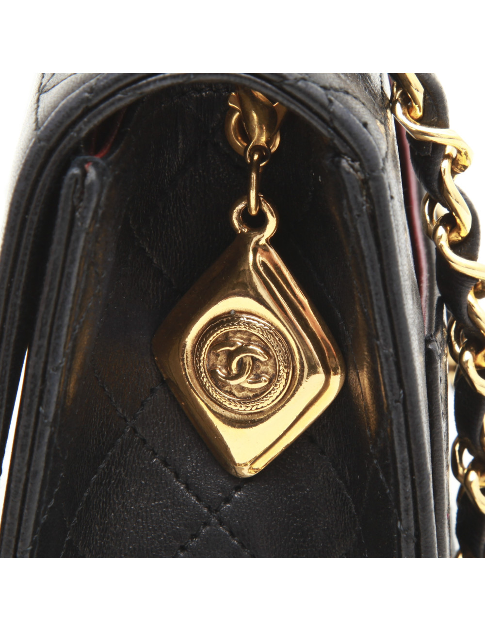 Sac CHANEL avec son porte monnaie matelassé en cuir lisse bleu nuit