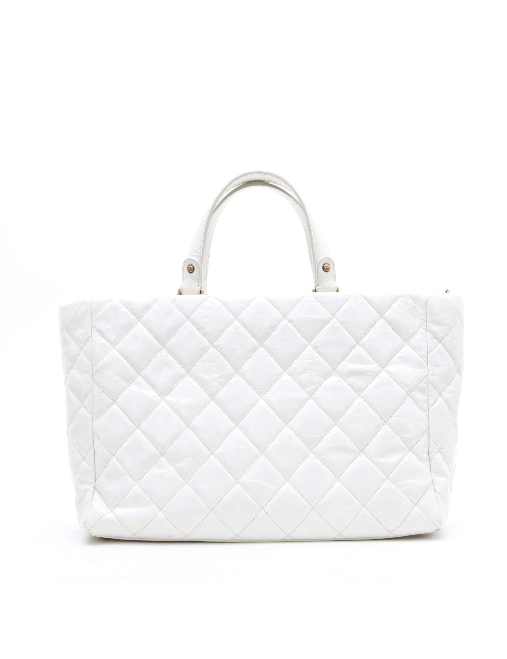 Sac cabas CHANEL cuir vieilli blanc 