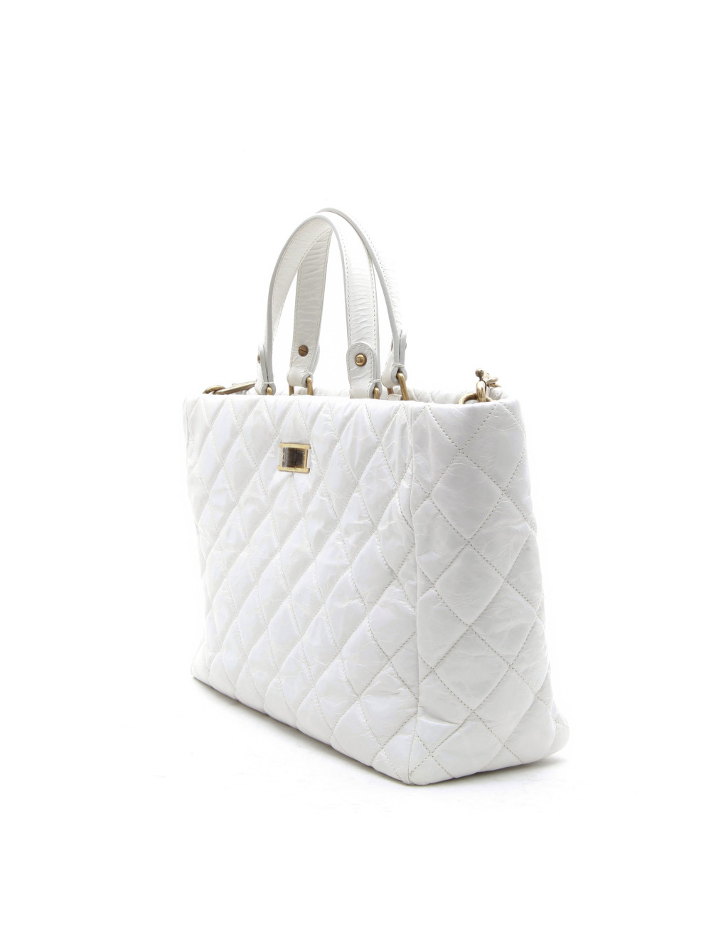 Sac cabas CHANEL cuir vieilli blanc 
