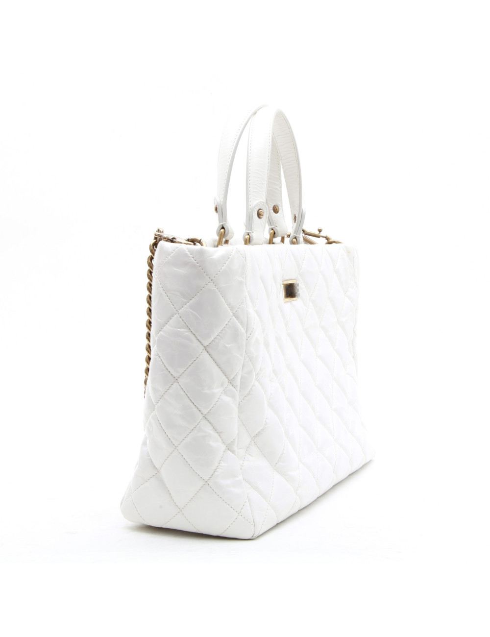 Sac cabas CHANEL cuir vieilli blanc 
