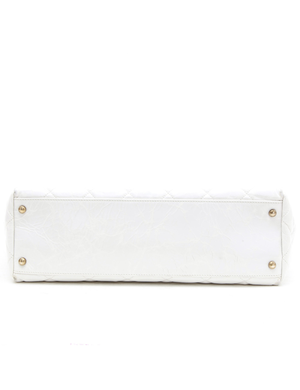 Sac cabas CHANEL cuir vieilli blanc 