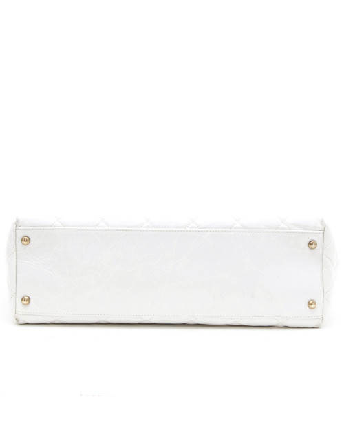 Sac cabas CHANEL cuir vieilli blanc 