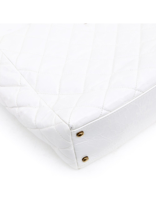 Sac cabas CHANEL cuir vieilli blanc 