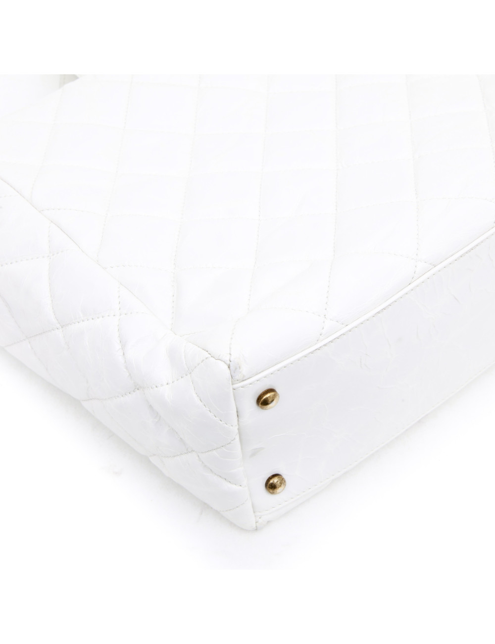 Sac cabas CHANEL cuir vieilli blanc 