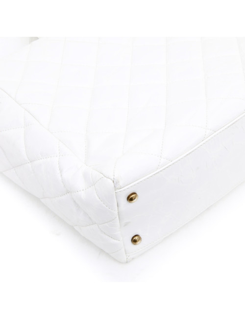 Sac cabas CHANEL cuir vieilli blanc 