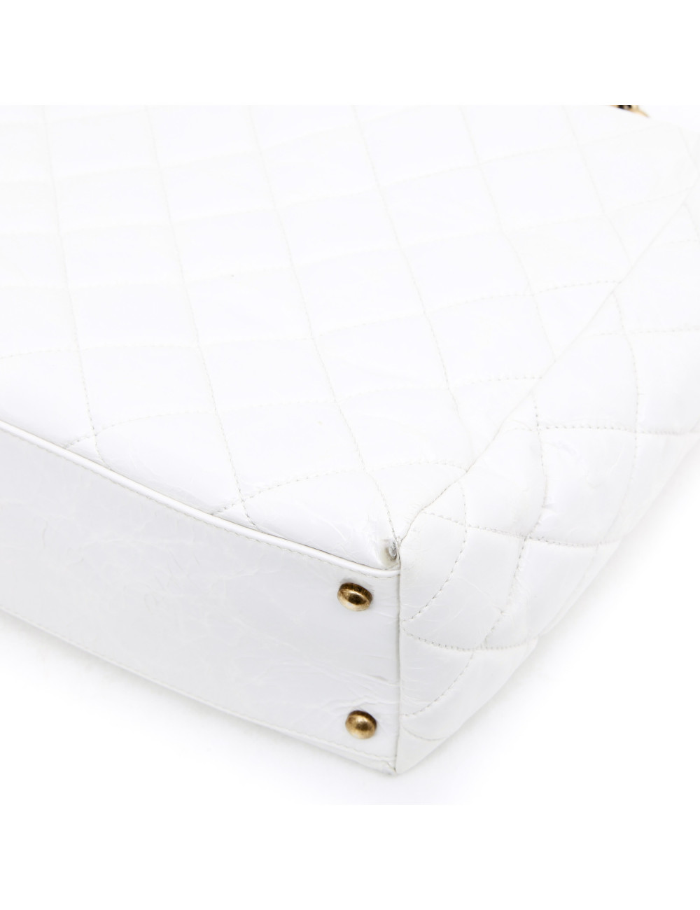 Sac cabas CHANEL cuir vieilli blanc 