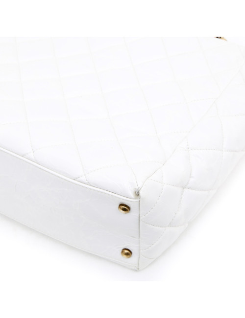 Sac cabas CHANEL cuir vieilli blanc 