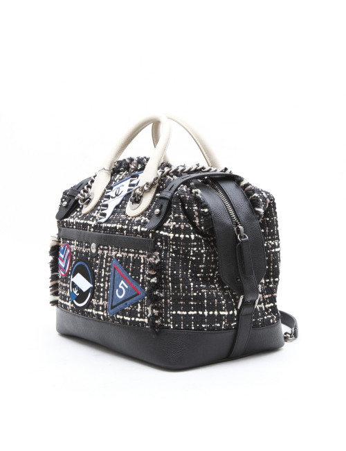 CHANEL 'Airline' collector bag in black, beige and brown tweed
