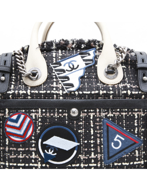 CHANEL 'Airline' collector bag in black, beige and brown tweed