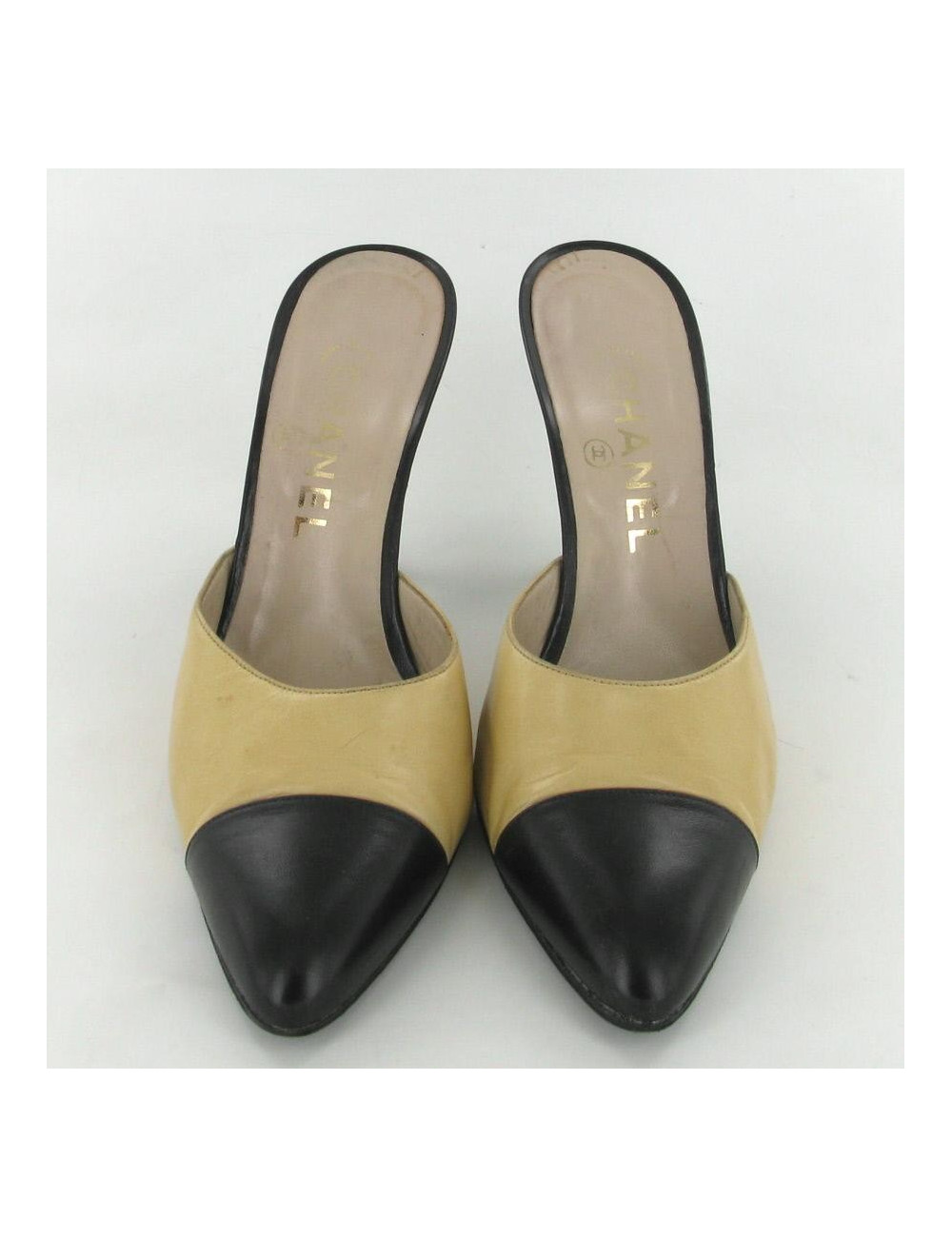 Mules CHANEL T39 bicolores