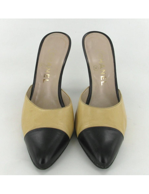 Mules CHANEL T39 bicolores