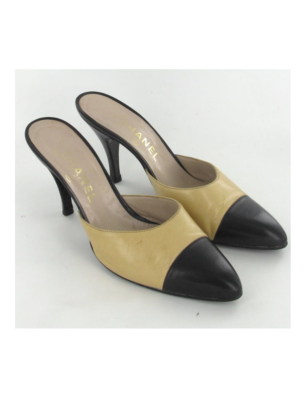 Mules CHANEL T39 bicolores