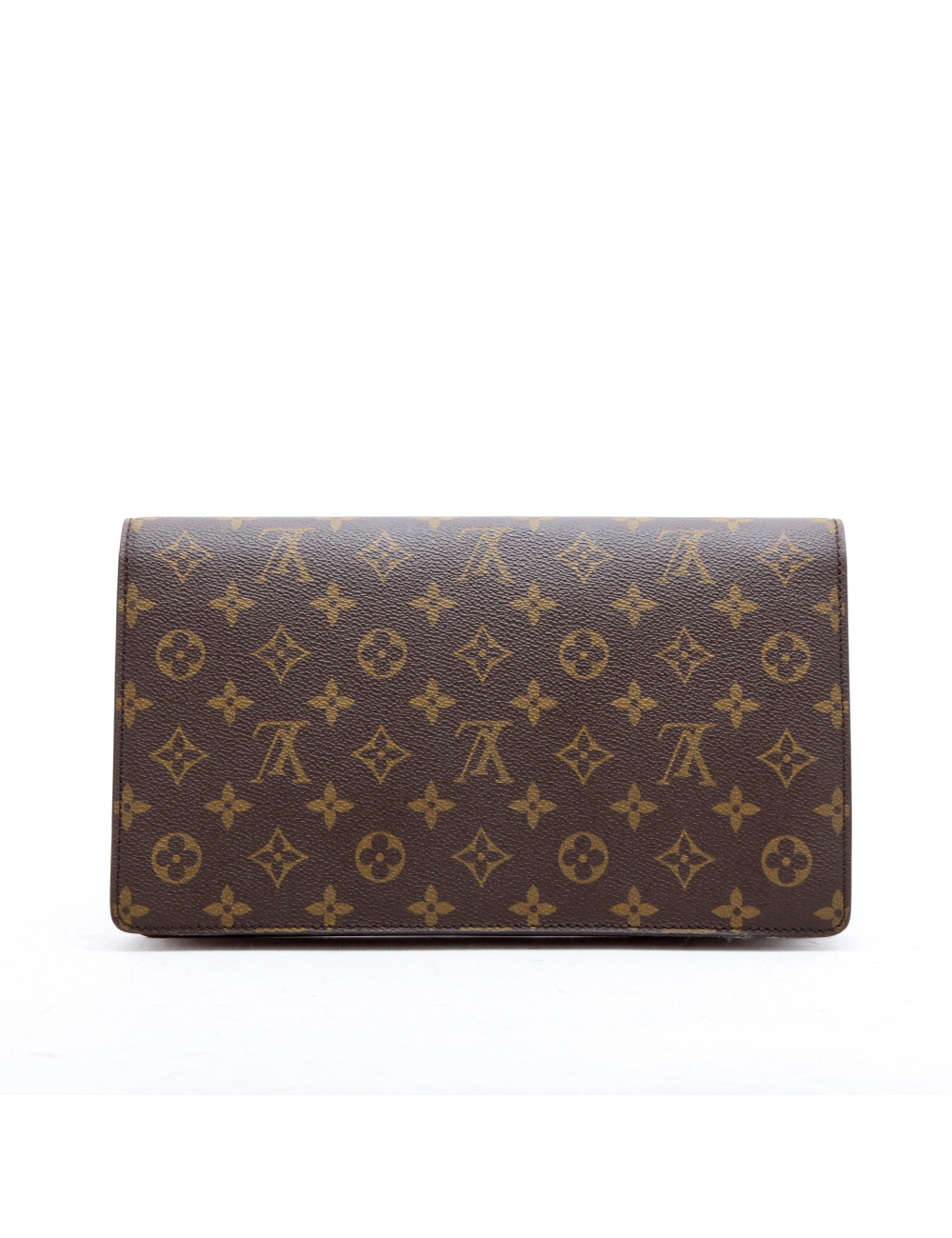 LOUIS VUITTON vintage clutch in brown monogram canvas and leather
