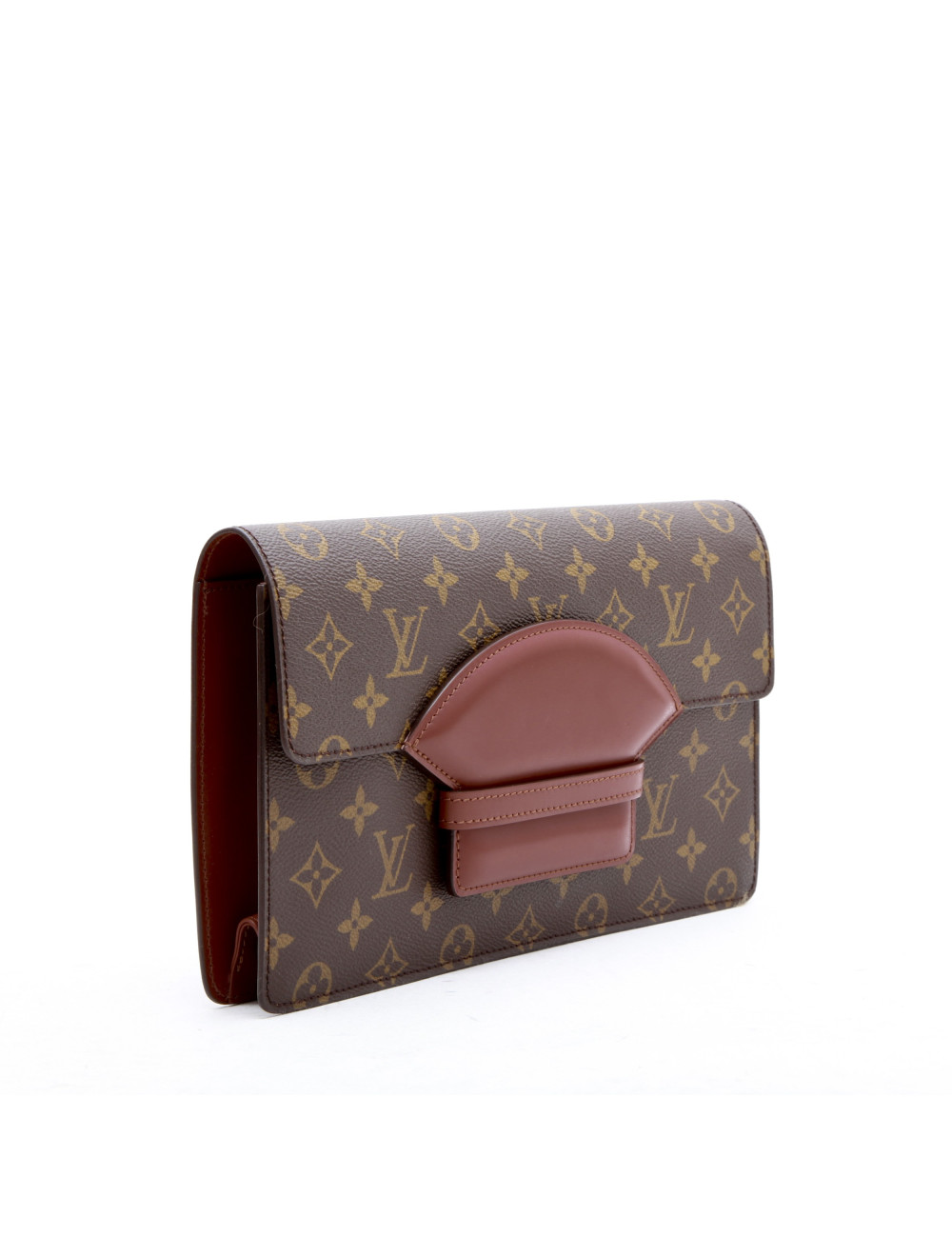 LOUIS VUITTON vintage clutch in brown monogram canvas and leather
