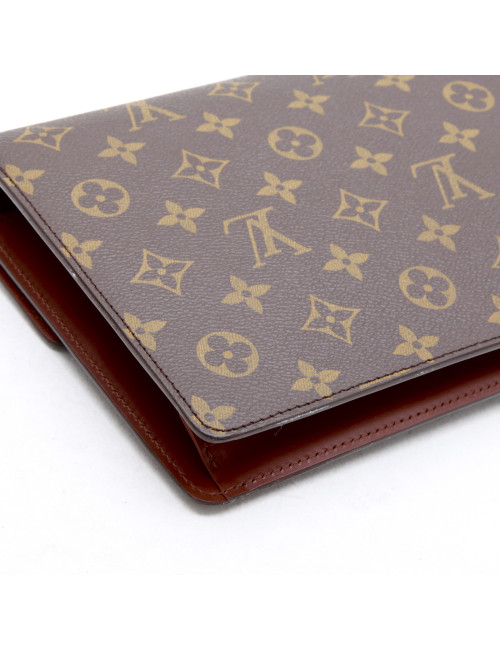 LOUIS VUITTON vintage clutch in brown monogram canvas and leather