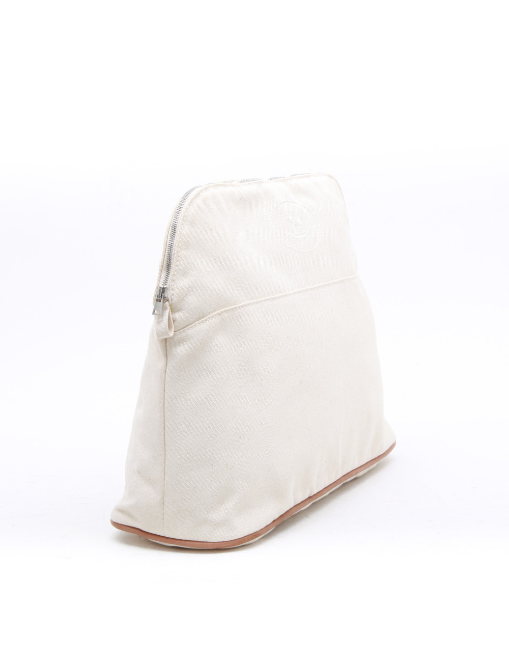 Pochette HERMES toile ecru GM