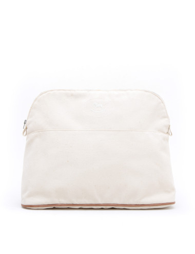Pochette HERMES toile ecru GM