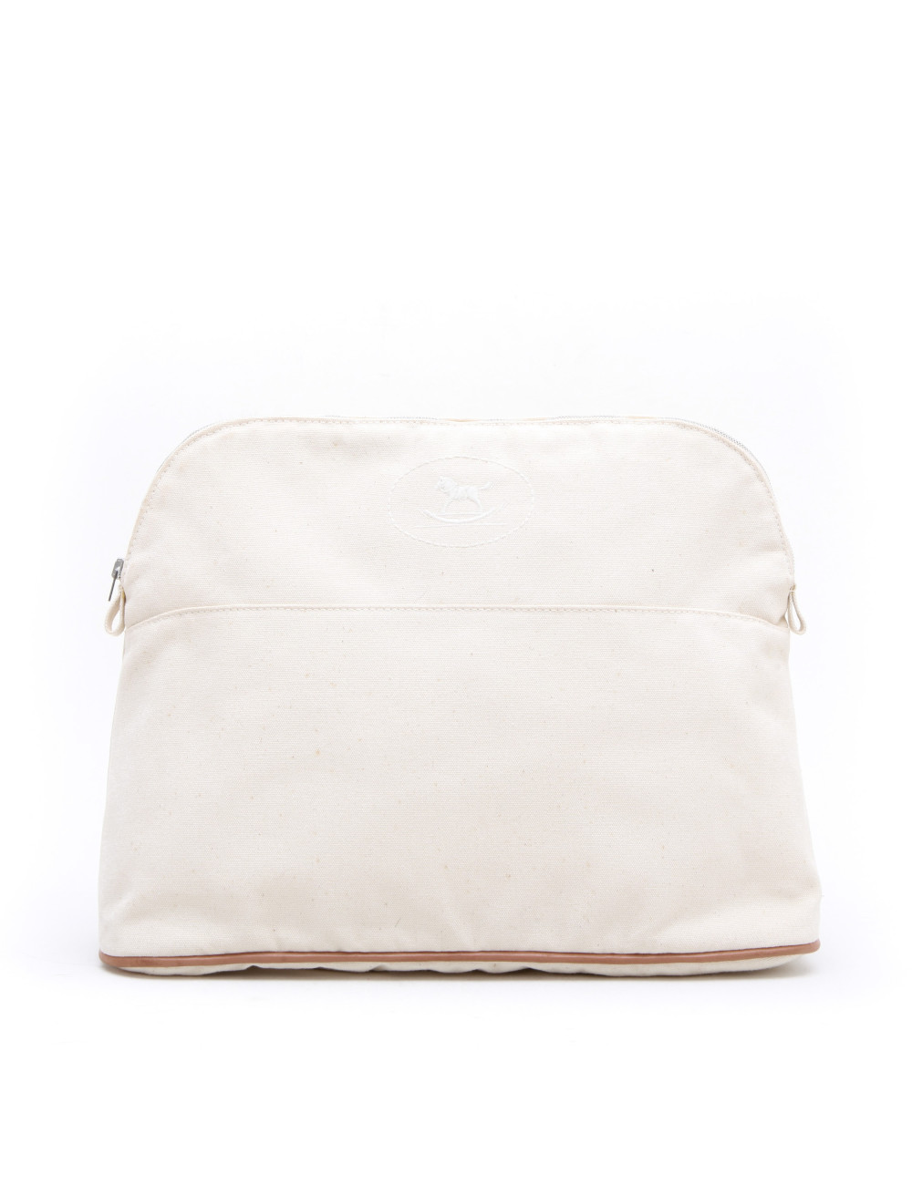 Pochette HERMES toile ecru GM