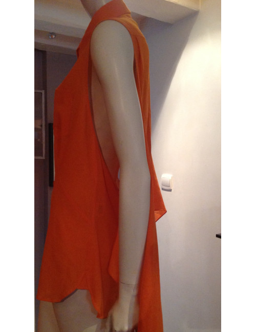 Chemisier HERMES orange en laine vierge