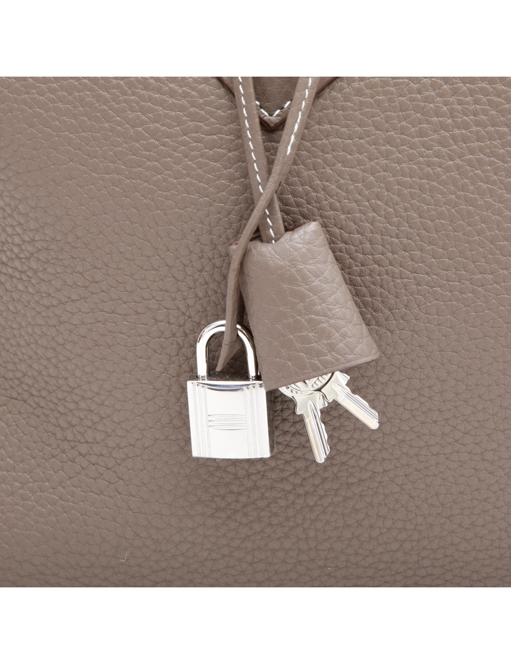 Sac Victoria HERMES taurillon clémence étoupe