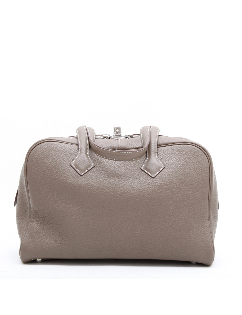 HERMES Victoria bag in étoupe clemence taurillon leather