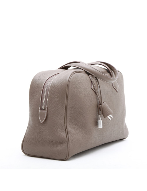 Sac Victoria HERMES taurillon clémence étoupe