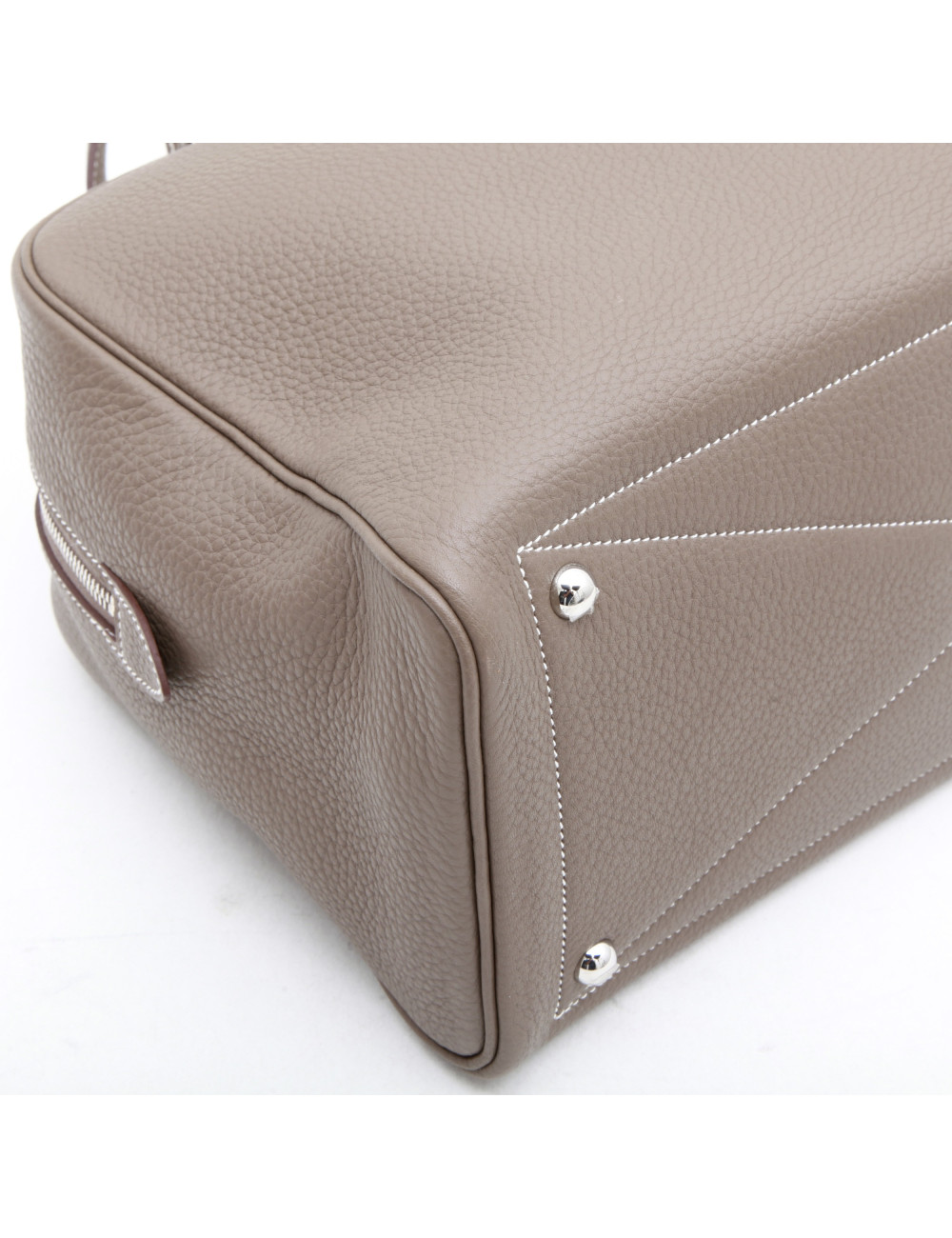 HERMES Victoria bag in étoupe clemence taurillon leather