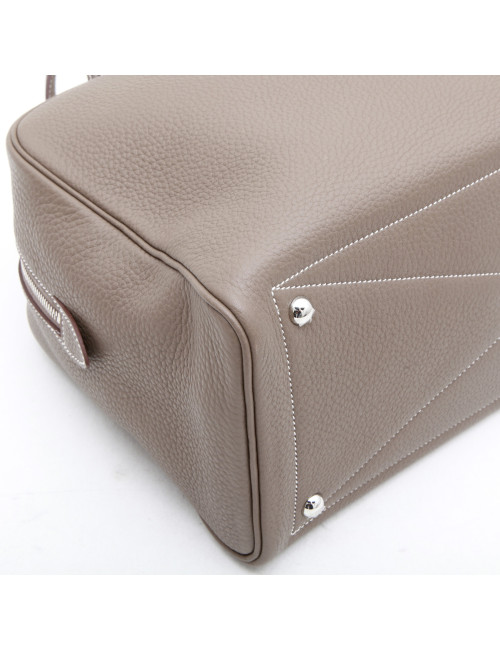 HERMES Victoria bag in étoupe clemence taurillon leather