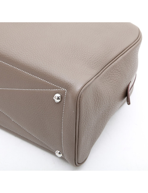 HERMES Victoria bag in étoupe clemence taurillon leather