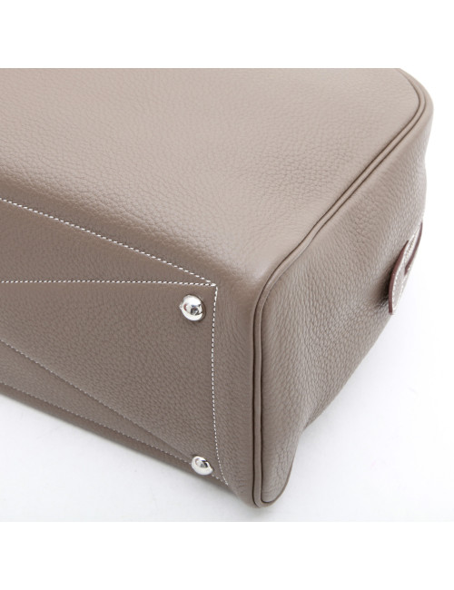 HERMES Victoria bag in étoupe clemence taurillon leather