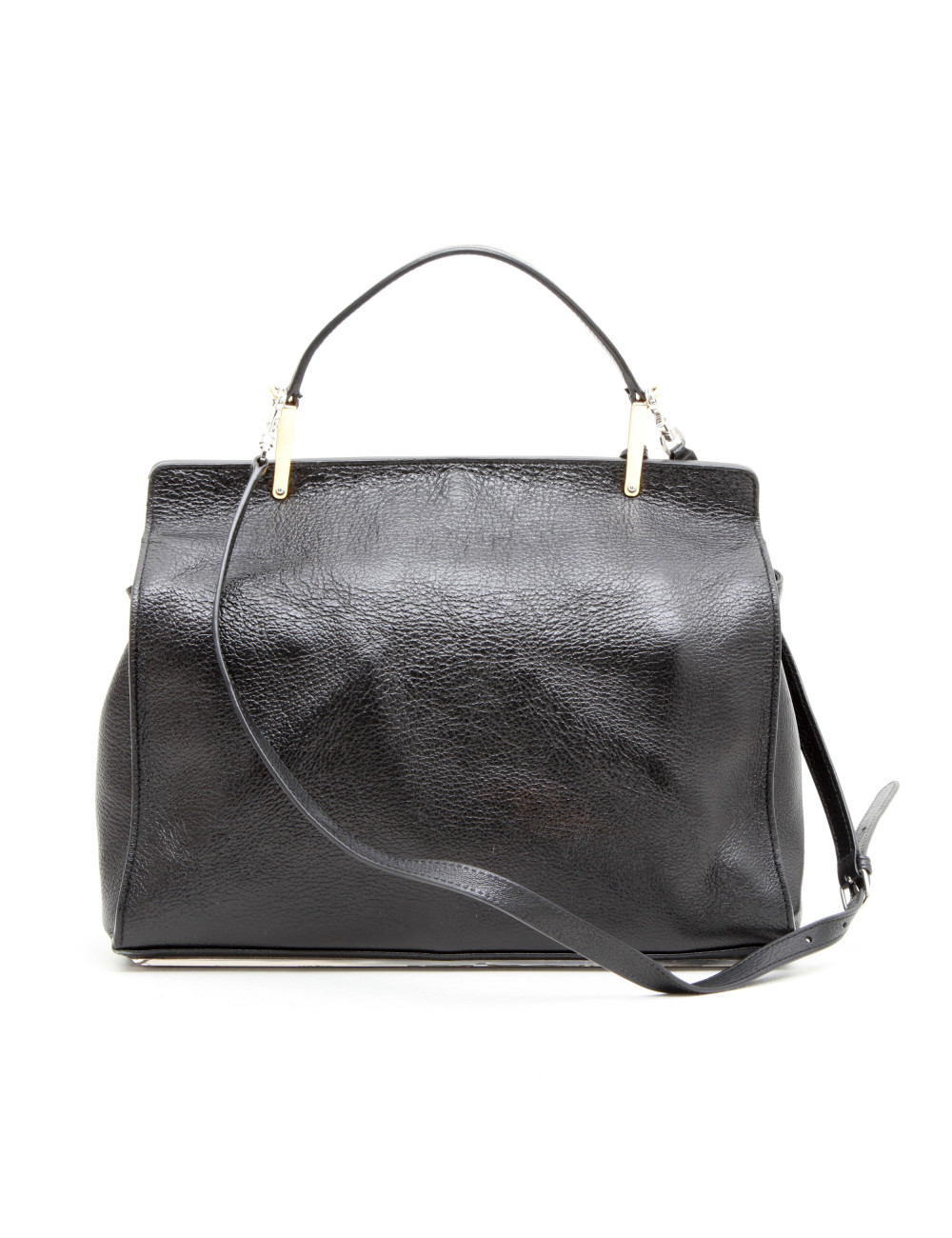 BALENCIAGA 'Le Dix' bag in shiny black grained leather and ostrich