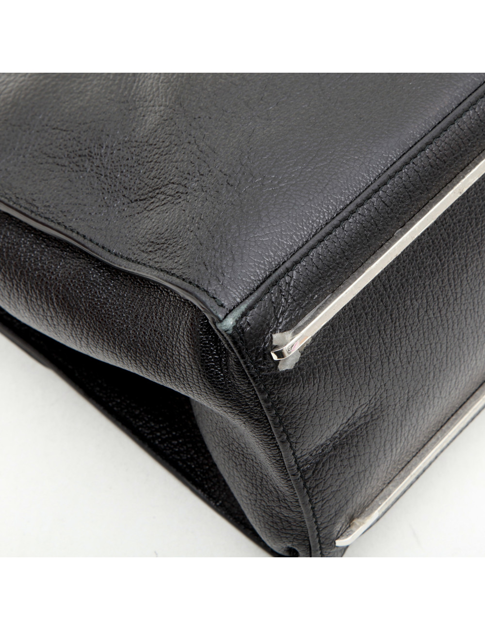 Sac BALENCIAGA cuir et autruche noir