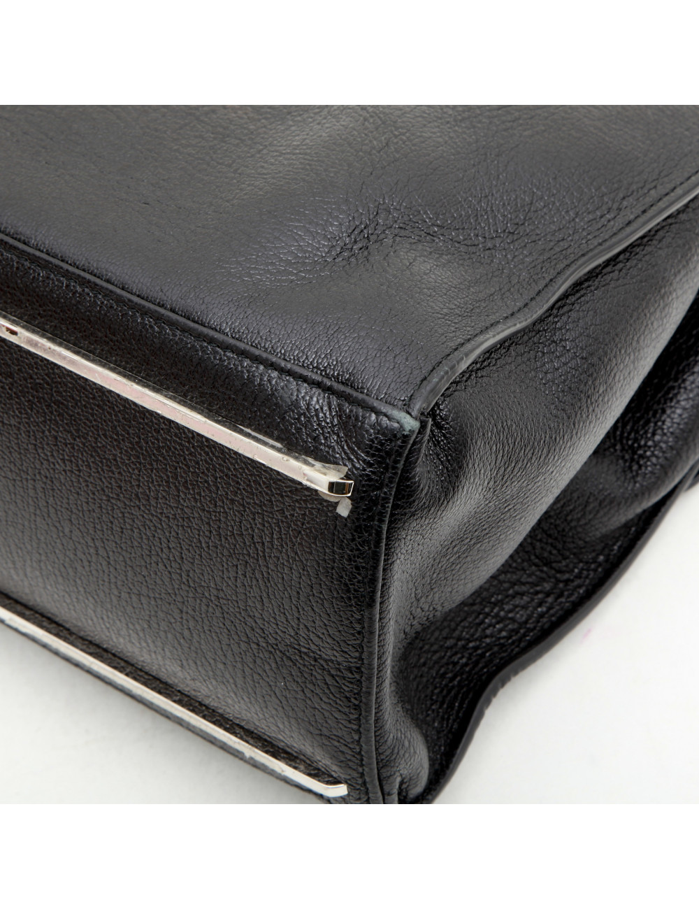 BALENCIAGA 'Le Dix' bag in shiny black grained leather and ostrich