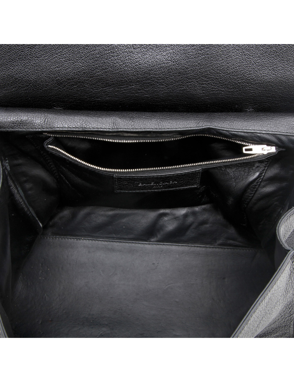 BALENCIAGA 'Le Dix' bag in shiny black grained leather and ostrich