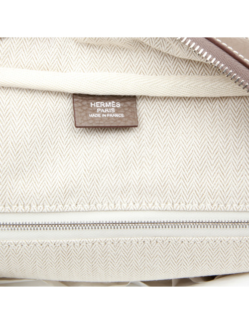 HERMES Victoria bag in étoupe clemence taurillon leather